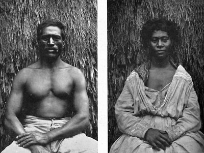 Erkek ve dişi Hawaiililer, tam yüzleri, 1902 by Unbekannt