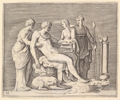 Üç Kadının Katıldığı Adam, yayınlanmış ca. 1599-1622. by Unbekannt