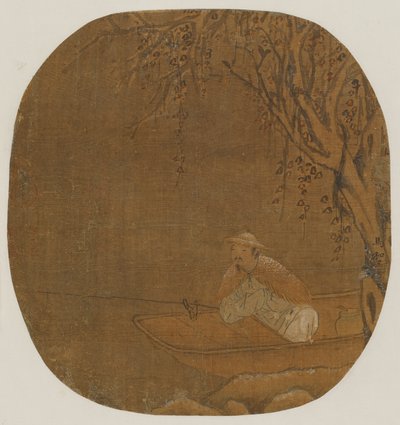 Bir ağacın altında bir tekneden balık tutan adam, Muhtemelen Ming hanedanı, 1368-1644. by Unbekannt