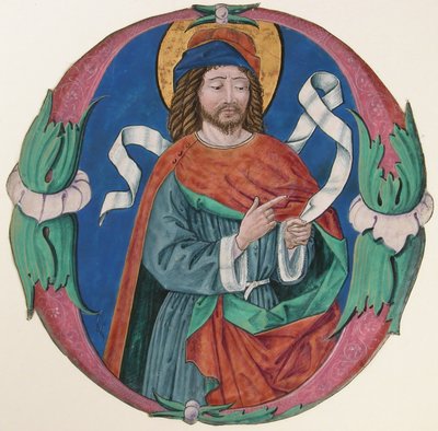 Baş Harfli Aziz Figürlü El Yazması Aydınlatma O, yakl. 1480. by Unbekannt