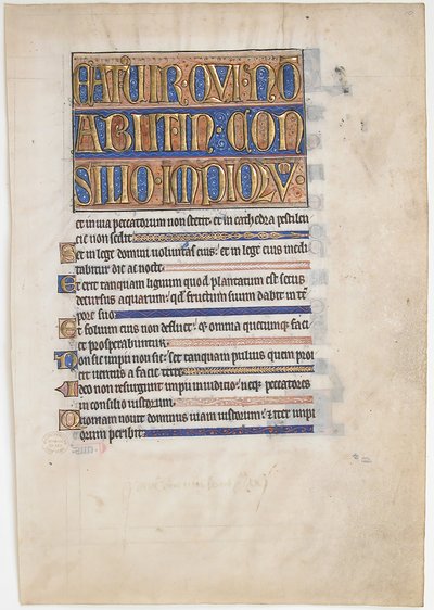 Kraliyet Mezmurundan El Yazması Yaprağı, İngiliz, 1250-70. by Unbekannt