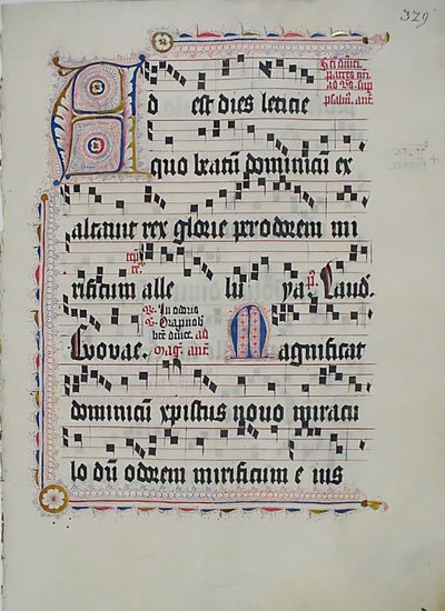 Baş Harfi A ile El Yazması Yaprağı, bir Antiphonary