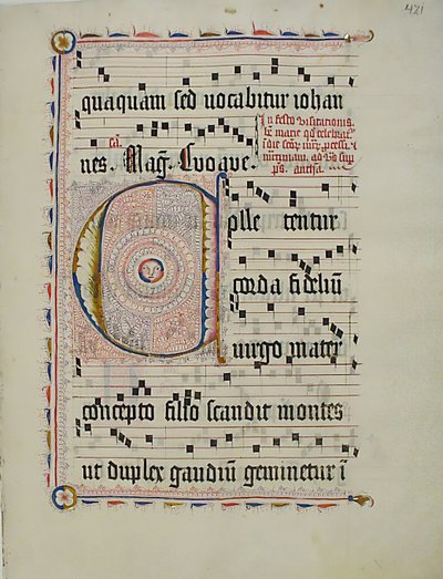 Bir Antiphonary, Almanca, 15. yüzyılın ikinci çeyreğinden Baş Harfi C ile El Yazması Yaprağı. by Unbekannt