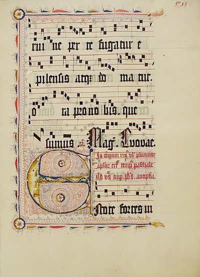 Baş Harfi E ile El Yazması Yaprağı, bir Antiphonary