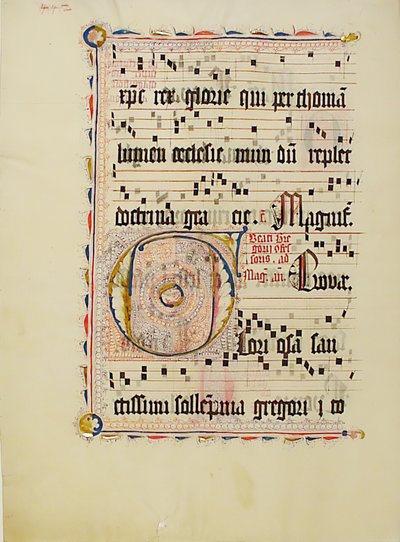 Bir Antiphonary, Almanca, 15. yüzyılın ikinci çeyreğine ait Baş Harfi F ile El Yazması Yaprağı. by Unbekannt