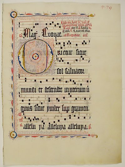 Bir Antiphonary, Almanca, 15. yüzyılın ikinci çeyreğinden Baş Harfi ile El Yazması Yaprağı. by Unbekannt
