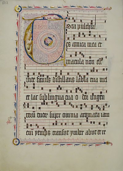 Bir Antiphonary, Almanca, 15. yüzyılın ikinci çeyreğine ait Baş Harfi ile El Yazması Yaprağı. by Unbekannt