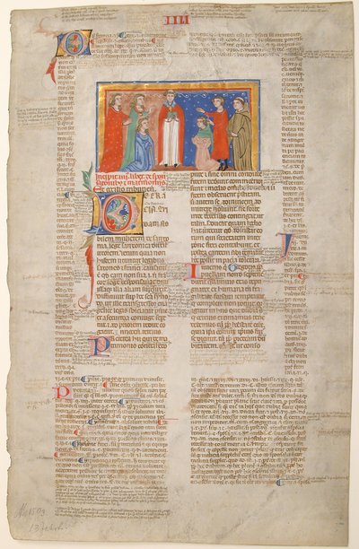 Evlilik Sahnesi ile El Yazması Yaprağı, Gregory IX Decretals