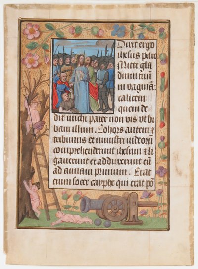 Bir Saatler Kitabından İhanetle Elyazması Yaprağı, yakl. 1500. by Unbekannt