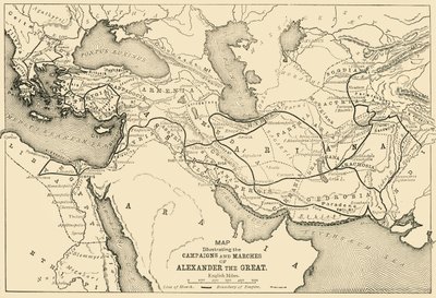 Büyük İskender'in Seferlerini ve Yürüyüşlerini Gösteren Harita, 1890. by Unbekannt