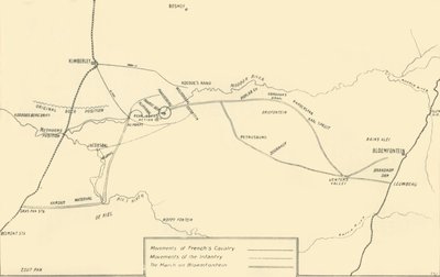 Kimberley'in Yardımı ve Bloemfontein'in Ele Geçirilmesi için Hareketleri Gösteren Harita, 1901. by Unbekannt