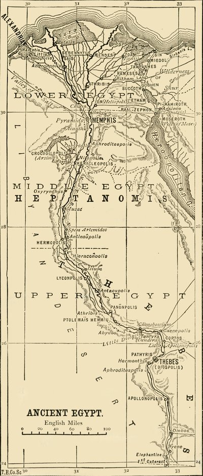 Eski Mısır Haritası, 1890. by Unbekannt