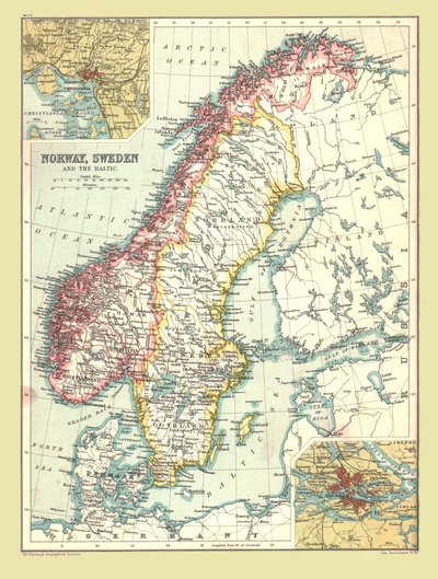 Norveç ve İsveç haritası, 1902. by Unbekannt