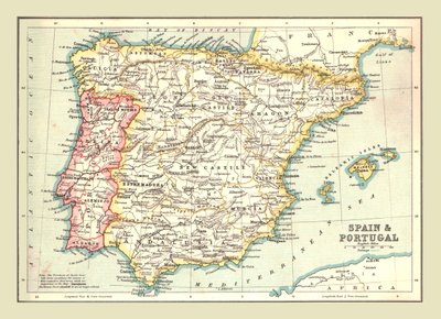 İspanya ve Portekiz haritası, 1902. by Unbekannt