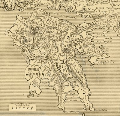Peloponnesus Haritası, 1890. by Unbekannt