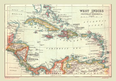 Batı Hint Adaları ve Orta Amerika Haritası, 1902. by Unbekannt