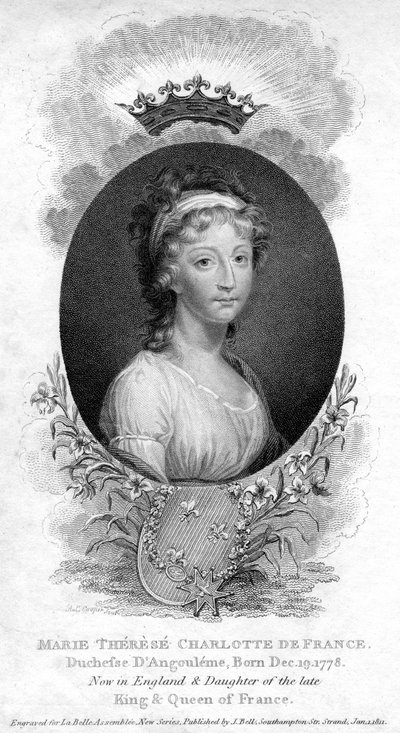 Marie-Therese-Charlotte de Bourbon, Angouleme Düşesi ve Fransa Dauphine, 1811 by Unbekannt