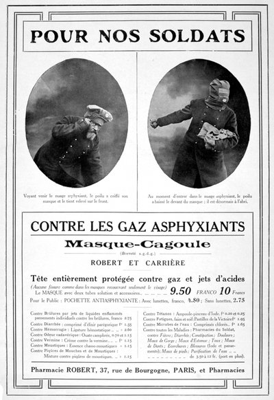 Gaz maskesi reklamı, 1915 by Unbekannt