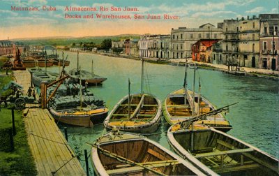 Matanzas, Küba. Depolar, Rio San Juan. Rıhtımlar ve Depolar, San Juan Nehri, c1910 by Unbekannt