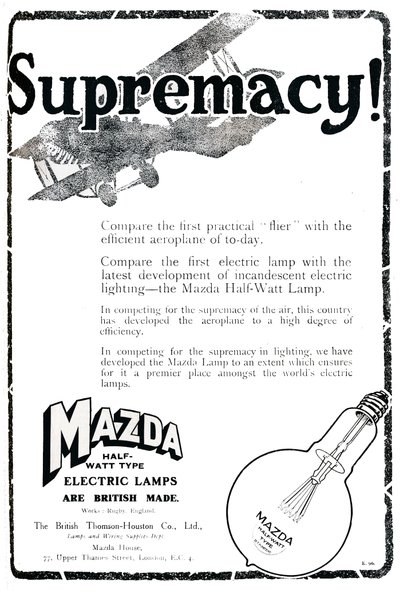 Mazda Yarım Watt Tip Elektrik Lambaları İlanı, 1919 by Unbekannt