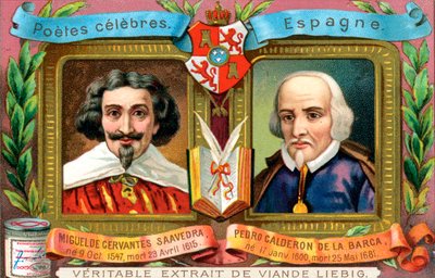 Miguel de Cervantes Saavedra ve Pedro Calderon De La Barca, c1900 by Unbekannt