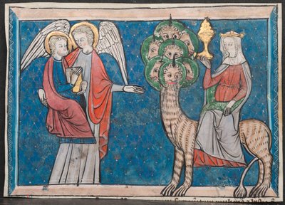 Kıyamet El Yazmasından Minyatür: Kızıl Canavarın Üzerindeki Kadın, c. 1295. by Unbekannt