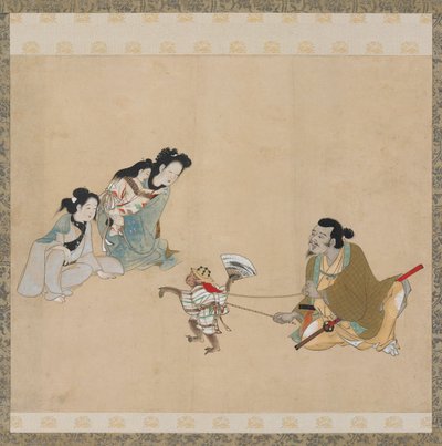 Maymun terbiyecisi ve dans eden maymun, Edo dönemi, 17. yüzyıl sonu. by Unbekannt