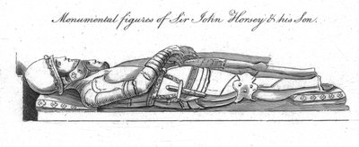 Sir John Horsey ve Oğlunun anıtsal figürleri. by Unbekannt
