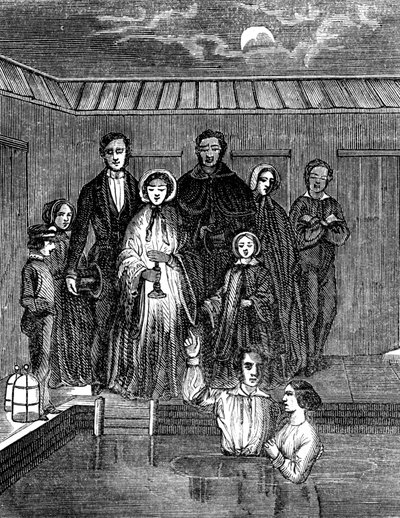 Tamamen daldırma yoluyla Mormon vaftizi, Salt Lake City, Utah, 1853 by Unbekannt