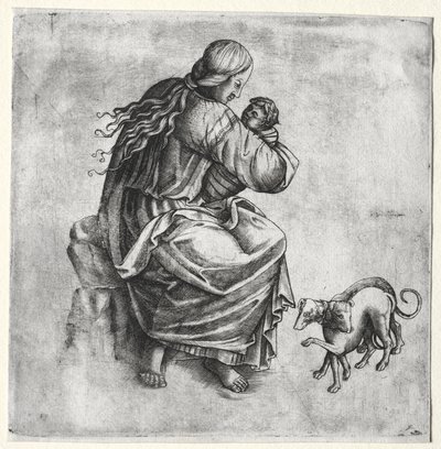 İki Köpekli Anne ve Çocuk, 1400