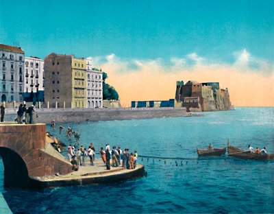 Napoli - Via Partenope ve DellOvo Kalesi, c1900. by Unbekannt