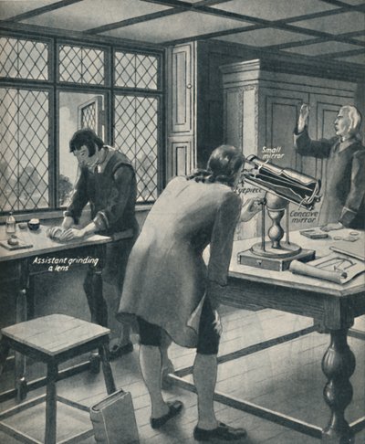 Newton Yeni Bir Teleskop İcat Eder, c1934 by Unbekannt
