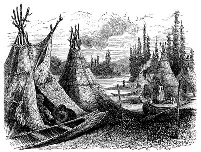 1874 yazında Kuzey Amerika Cree Kızılderili yerleşimi by Unbekannt