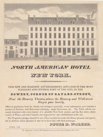 Kuzey Amerika Oteli, New York, Nisan 1832. by Unbekannt