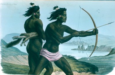 Kuzey Amerika San Francisco Kızılderilileri ok ve yaylarla avlanıyor, c1840 by Unbekannt