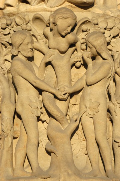 Notre Dame de Paris Katedrali heykeli: Adem ve Havva, Paris, Fransa by Unbekannt