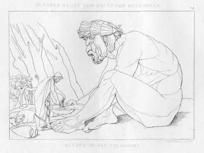 Odysseus Polyfemos ile içiyor, tepegöz, c1833 by Unbekannt