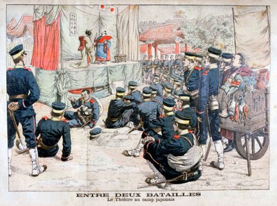 Görev dışı Japon askerleri, kamplarındaki tiyatroda, Rus-Japon Savaşı, 1904 by Unbekannt
