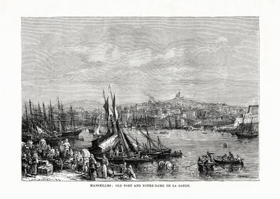 Eski liman ve Notre Dame de la Garde, Marsilya, Fransa, 1879 by Unbekannt