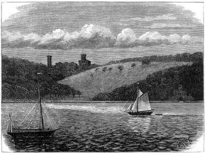 Osborne House, Wight Adası, denizden görüldüğü gibi, 19. yüzyılın sonlarında by Unbekannt