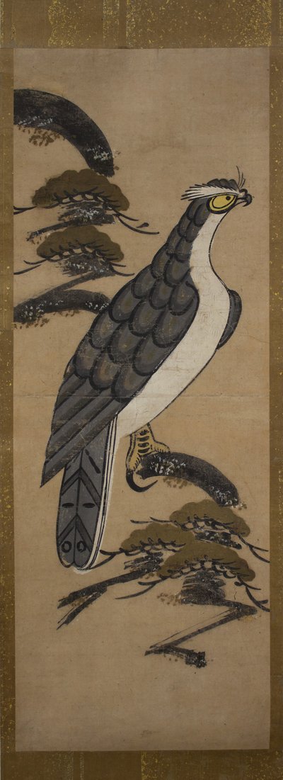 Bir Çam Ağacındaki Şahinli Otsu-e, 18. yüzyıl. by Unbekannt