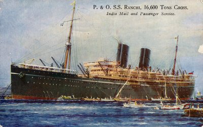 P. & O. S.S. Ranchi, 16.600 Ton Brüt, Hindistan Posta ve Yolcu Servisi, 1934. by Unbekannt