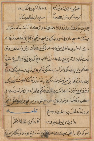 Bir Papağan Tuti-nama Masallarından sayfa: metin sayfası, c. 1560. by Unbekannt