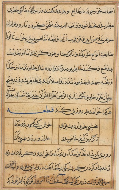 Bir Papağan Tuti-nama Masallarından sayfa: metin sayfası, c. 1560. by Unbekannt