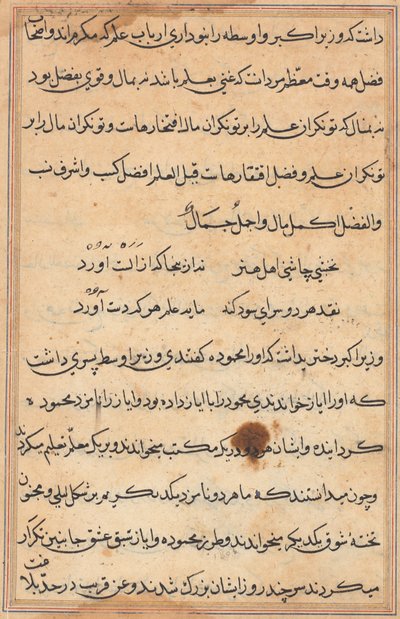 Bir Papağan Tuti-nama Masallarından sayfa: metin sayfası, c. 1560. by Unbekannt