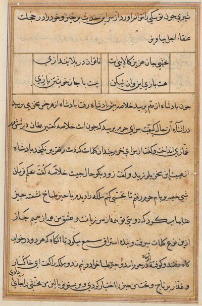Bir Papağan Tuti-nama Masallarından sayfa: metin sayfası, c. 1560. by Unbekannt