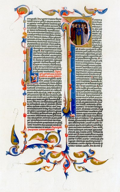 Işıklı ilk harfli metin sayfası, 14. yüzyıl by Unbekannt