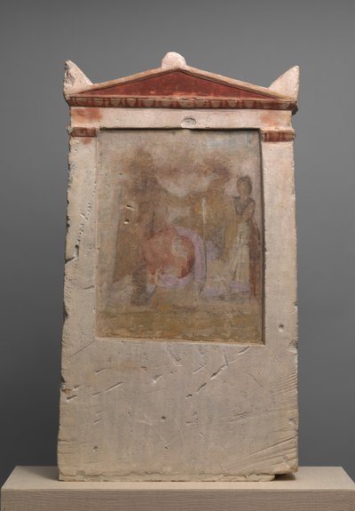 Doğum yapan bir kadınla boyanmış kireçtaşı mezar steli, MÖ 4. yüzyılın sonu ile 3. yüzyılın başları. by Unbekannt