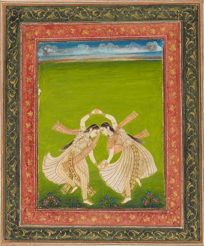 Phugadi oynayan bir çift kız, 18. yüzyıl by Unbekannt