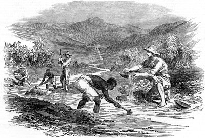 1849 California Gold Rush sırasında altın için kaydırma by Unbekannt